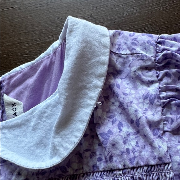 Sz 10 Janie and Jack lavender lined cotton floral smocked puff sleeve dress - Picture 3 of 11